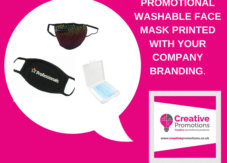 Promotional washable face mask printed with your company branding